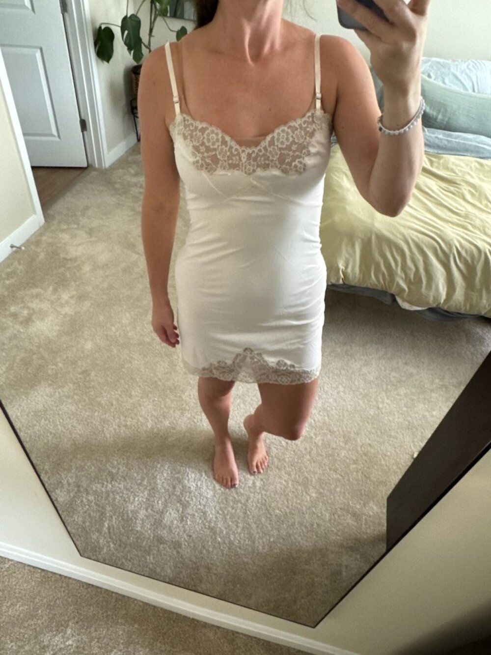 Vintage Van Raalte Fitted Slip Dress with Butterfly Embroidery